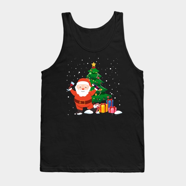 Funny Santa Drinking Wine Christmas Tree Tank Top by maximel19722